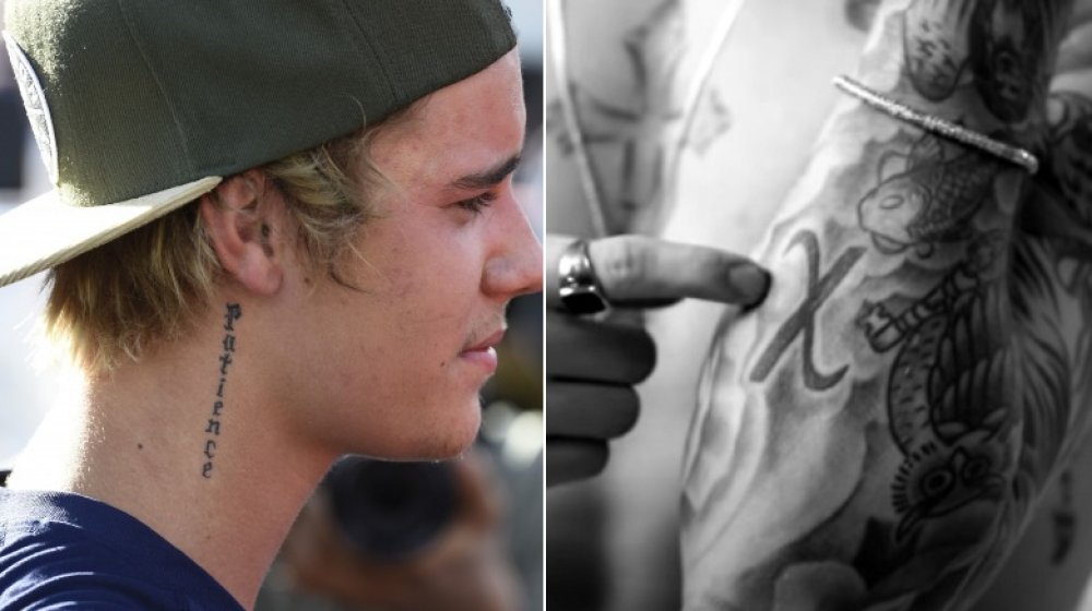 Le tatouage de patience de Justin Bieber, le tatouage x de Justin Bieber