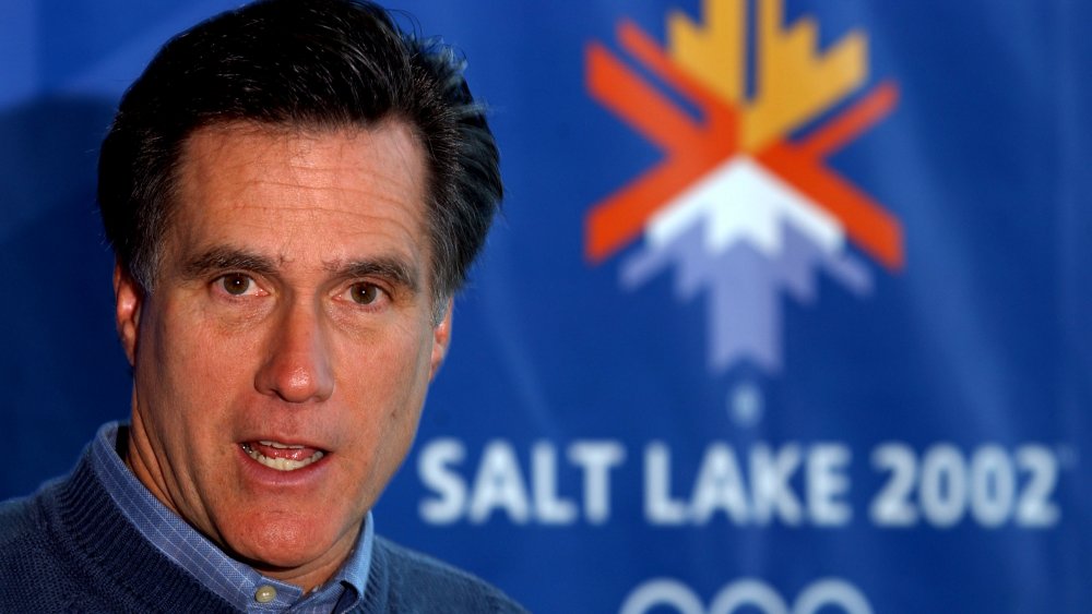 Mitt Romney lors d'un événement de presse pour les Jeux olympiques de Salt Lake City