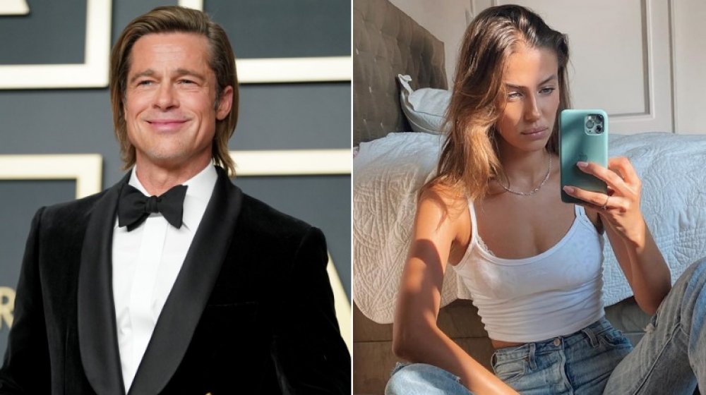 Brad Pitt et Nicole Poturalski split image