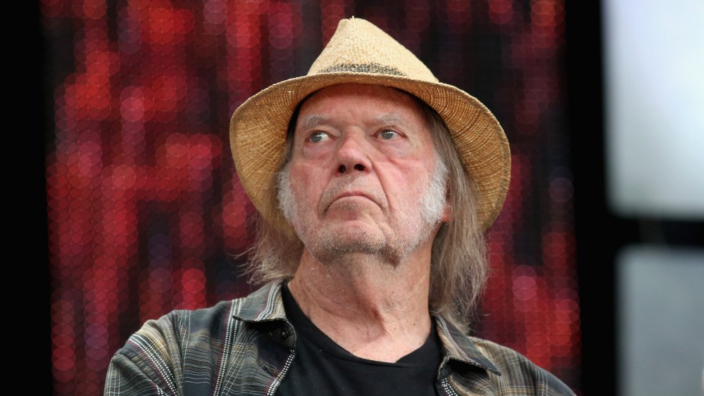 Neil Young lors d’une conférence de presse pour Farm Aid 34 en 2019