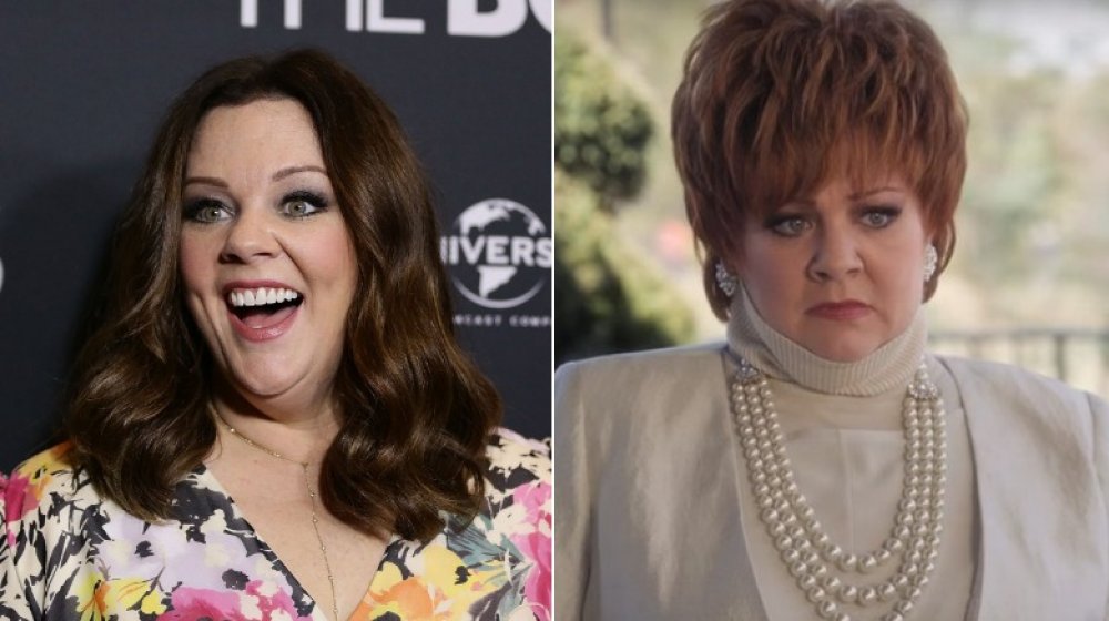 Image partagée de Melissa McCarthy souriant grande à la première de The Boss, et comme Michelle Darnell dans The Boss