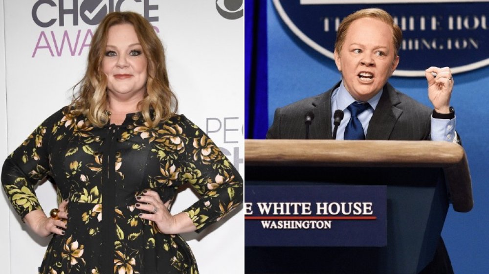 Image partagée de Melissa McCarthy sur le tapis rouge et se faisant passer pour Sean Spicer sur SNL