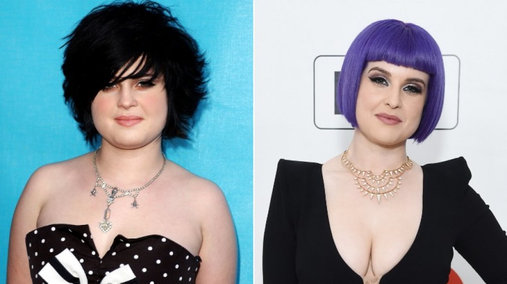 Jeune Kelly Osbourne à gauche, Aux cheveux violets Kelly Osbourne à droite