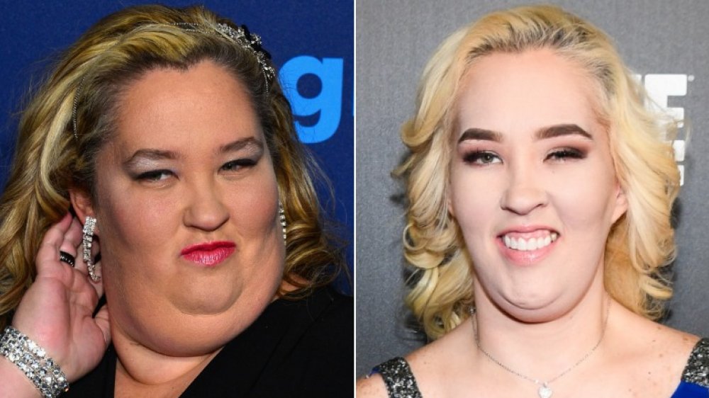 Mama June avec des bijoux en argent sur la gauche, aminci et souriant sur la droite