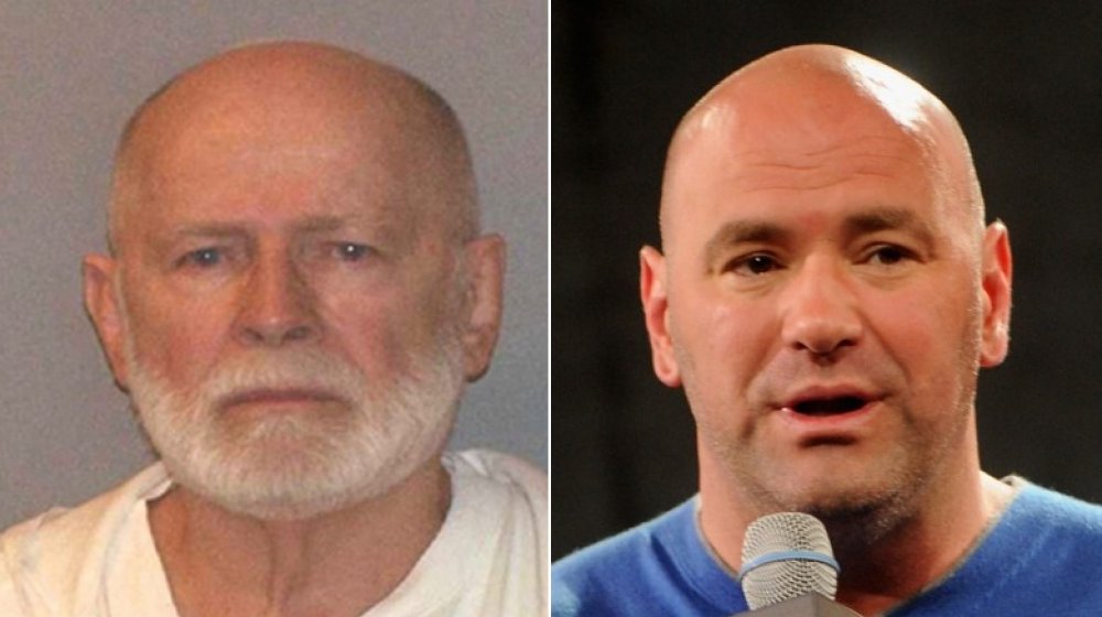 Mugshot de Whitey Bulger en 2011; Dana White au lancement du Kit de combat Reebok UFC en 2015