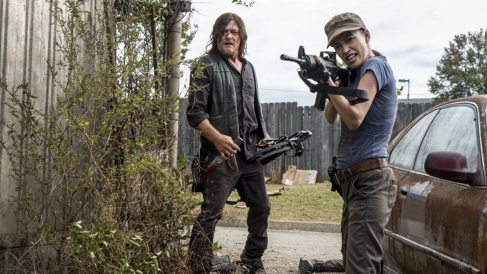 Norman Reedus et Christian Serratos sur The Walking Dead