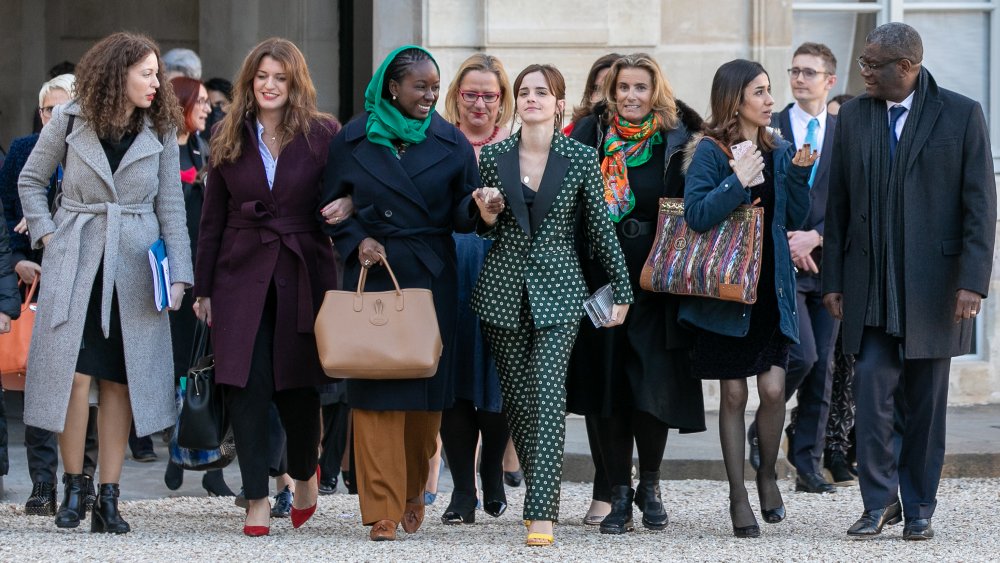 Assia Benziane, Marlene Schiappa, Aissata Lam, Emma Watson, Liza Azuelos et Denis Mukwege marchent au sommet du G7 2019