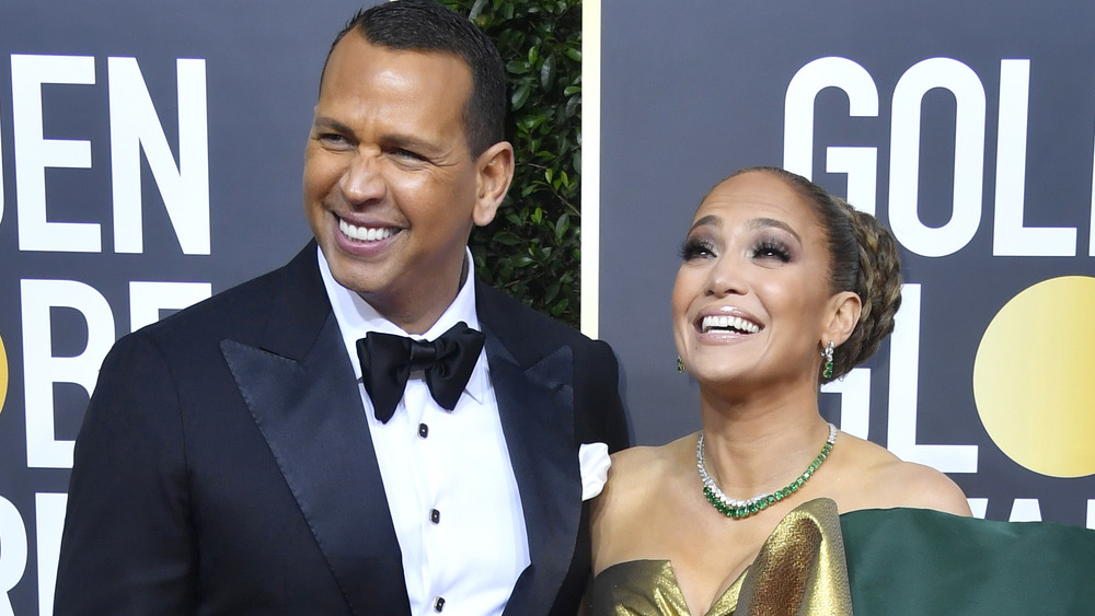 Jennifer Lopez et Alex Rodriguez en riant