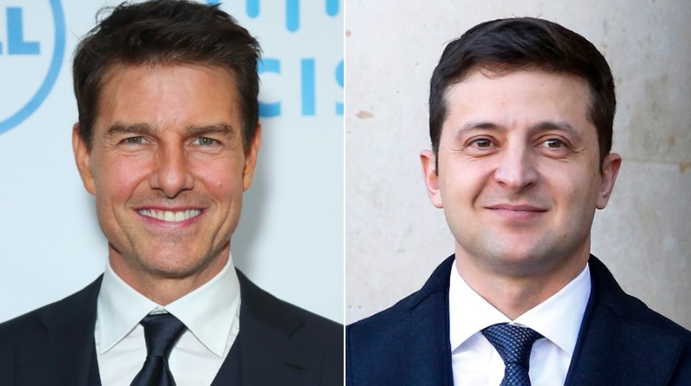 Tom Cruise et Volodymyr Zelensky; image fractionnée