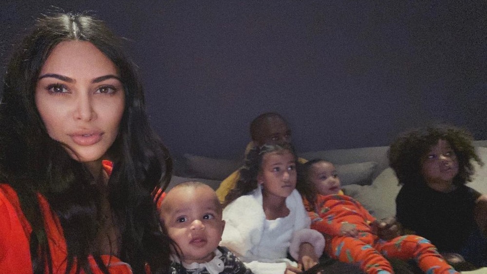 Kim Kardashian avec Kanye West et leurs enfants