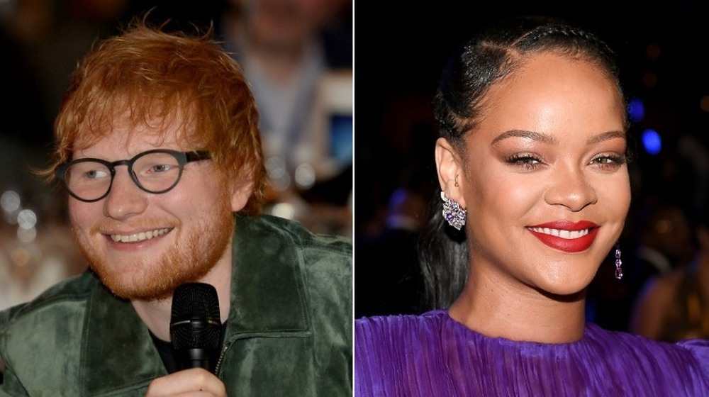 Image scindée d'Ed Sheeran et Rihanna