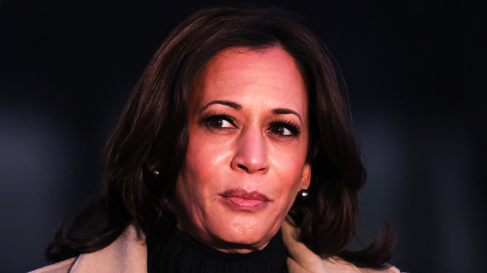 Kamala Harris avec un sourire narquois 