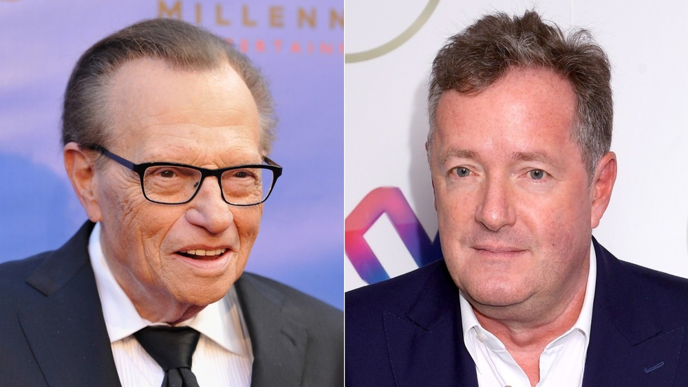 Larry King et Piers Morgan posant en image scindée