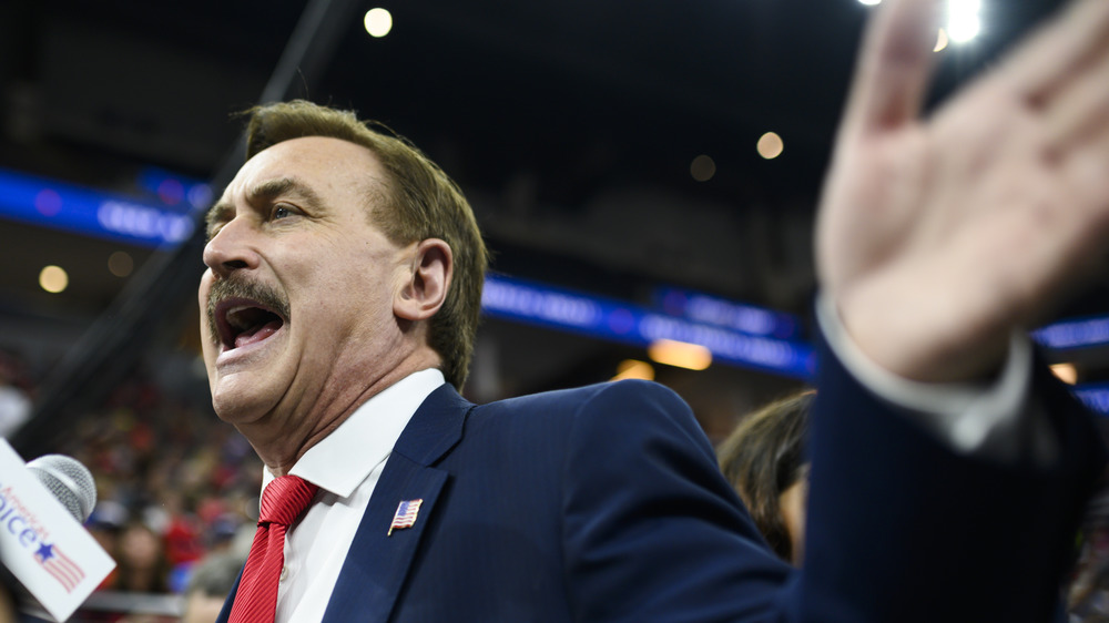 Mike Lindell lors d'un rassemblement électoral de Donald Trump en 2020