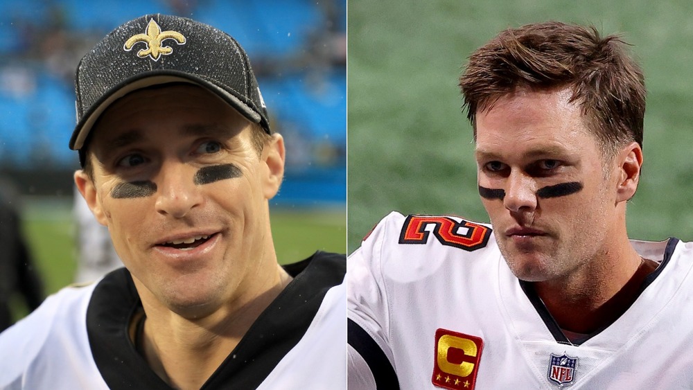 Drew Brees et Tom Brady sur le terrain 