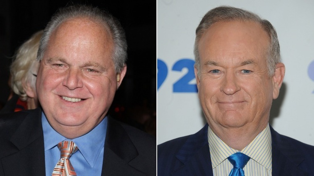 Rush Limbaugh souriant (à gauche), Bill O'Reilly souriant (à droite)