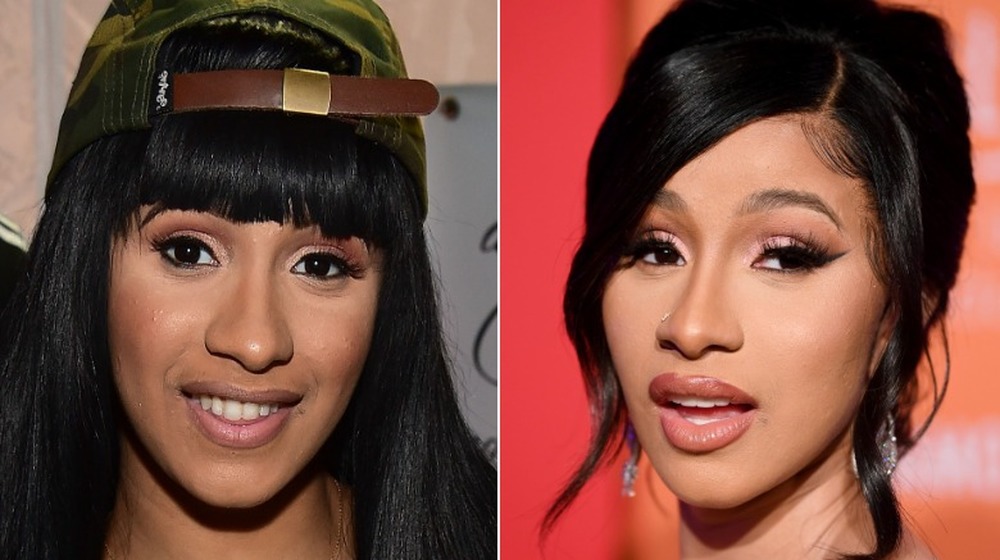 Cardi B avec casquette et frange; aujourd'hui Cardi B