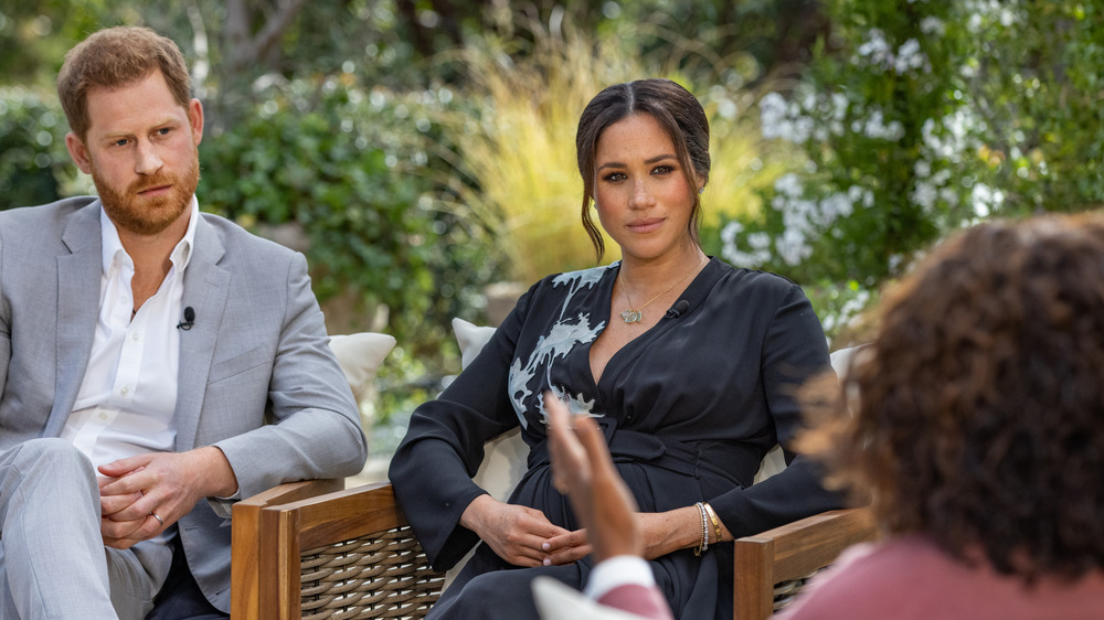 Le prince Harry et Meghan Markle lors de leur entretien avec Oprah Winfrey