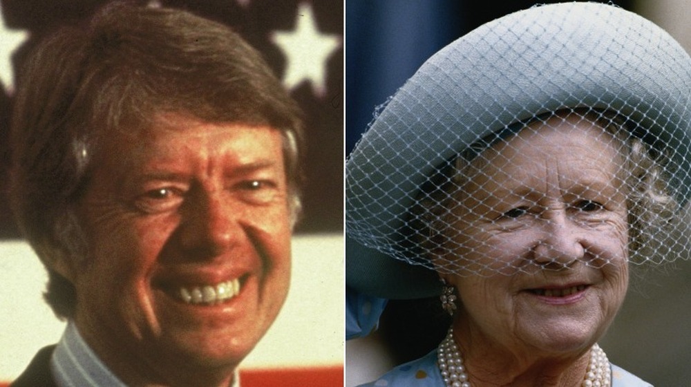 Jimmy Carter souriant, Reine Mère souriante