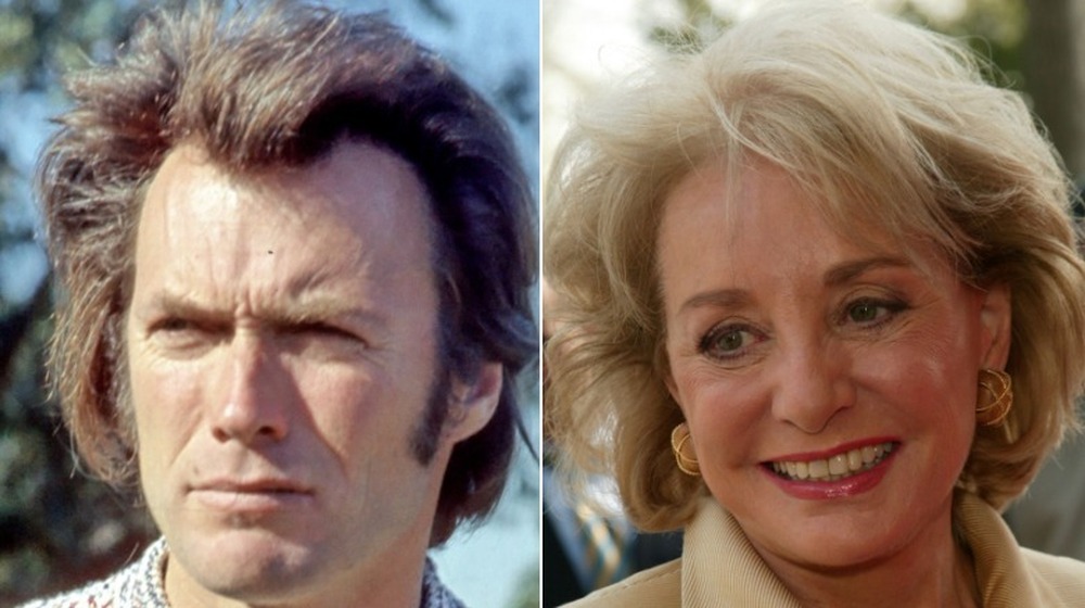 Clint Eastwood regardant fixement, Barbara Walters souriant