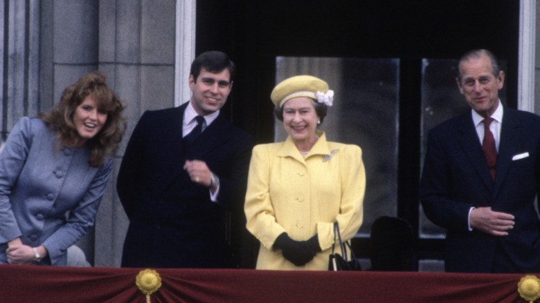 Sarah Ferguson, le prince Andrew, la reine Elizabeth et le prince Philip