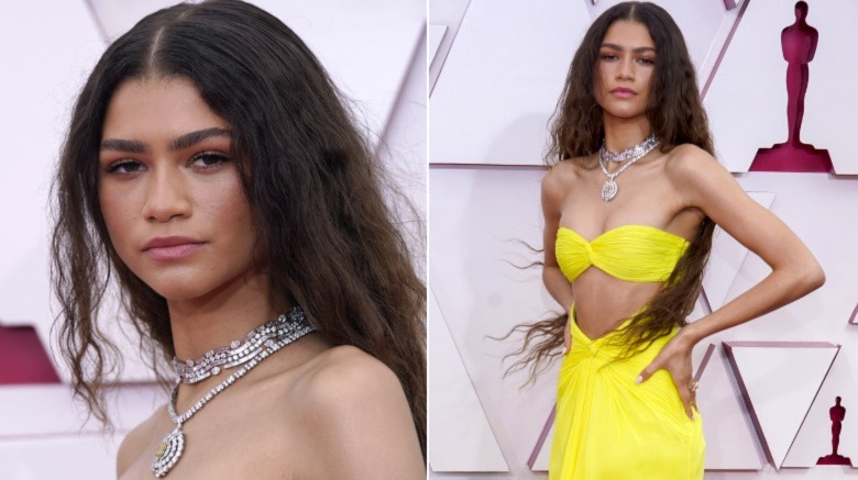 Zendaya posant sur le tapis rouge des Oscars