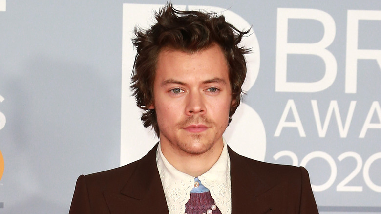 Harry Styles posant lors d'un événement sur le tapis rouge