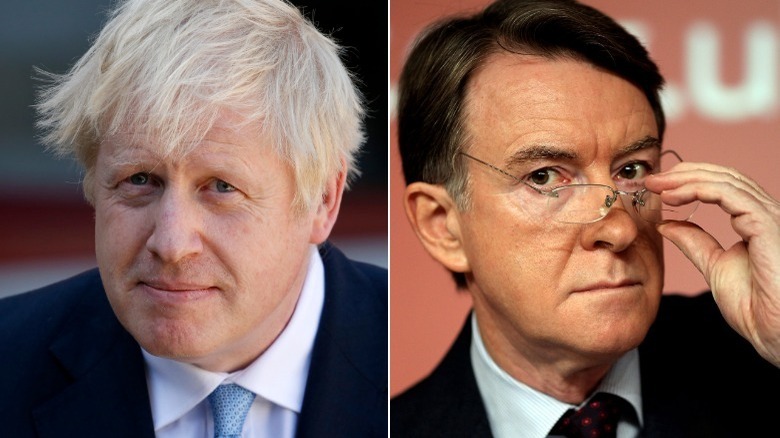 Boris Johnson/Peter Mandelson se séparent, tous deux regardant la caméra