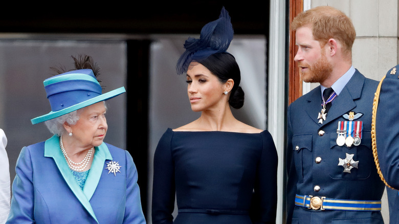 La reine Elizabeth avec Meghan et Harry