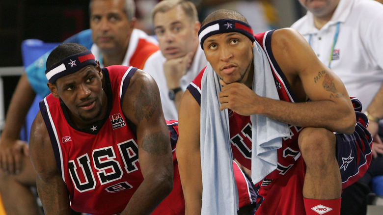 Lebron James et Shawn Marion regardent depuis le banc