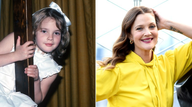 Les jeunes et les vieux Drew Barrymore se séparent de l'image