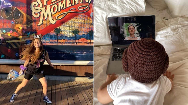 Billie Lourd at Disneyland, Billie Lourd's son watching 'Star Wars'