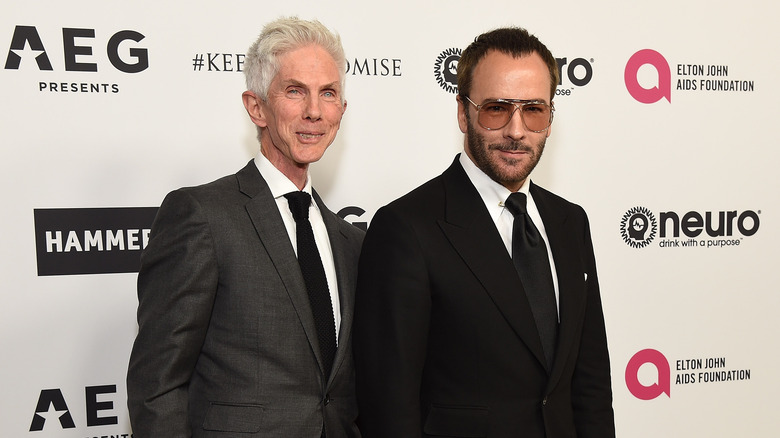 Tom Ford (à droite) et Richard Buckley célèbrent le 70e anniversaire d'Elton John