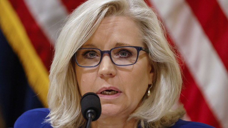 Liz Cheney s'exprimant au micro