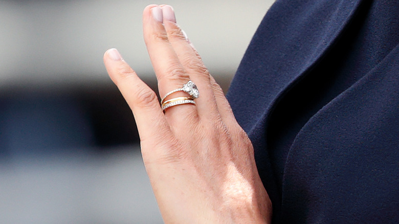 Meghan Markle wearing her engagement ring and eternity band