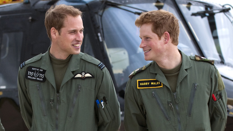 Le prince William et le prince Harry en uniforme militaire en 2009.