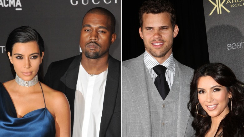 Kim Kardashian aux côtés de Kanye West et Kris Humphries