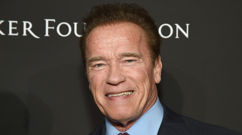 Arnold Schwarzenegger avec un demi-sourire