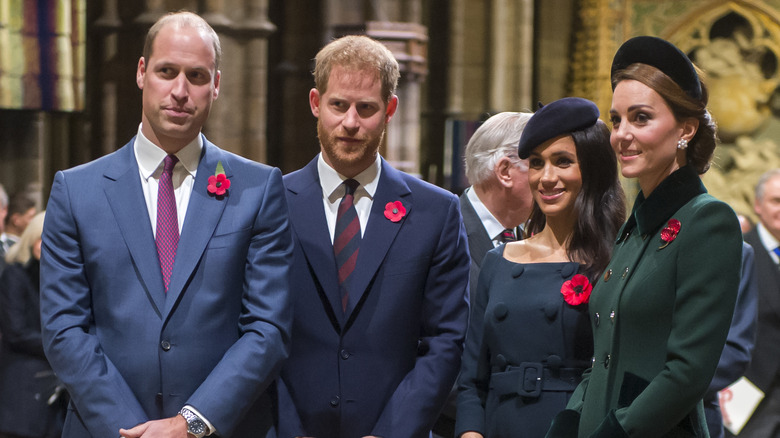 Le prince William, le prince Harry, Meghan Markle et Kate Middleton