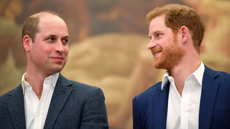 Prince Harry Prince William se regardant