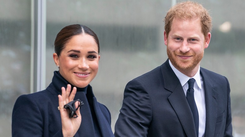 Le prince Harry et Meghan Markle sourient au One World Observatory