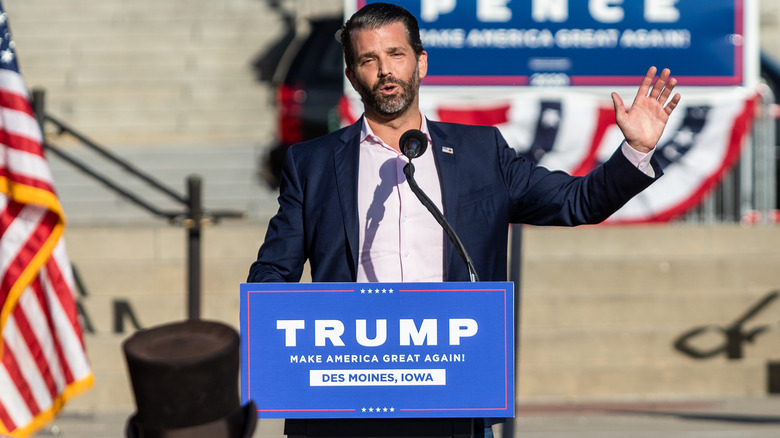 Donald Trump Jr s'exprime au Iowa State Capitol pour son père, le président Donald Trump en 2020