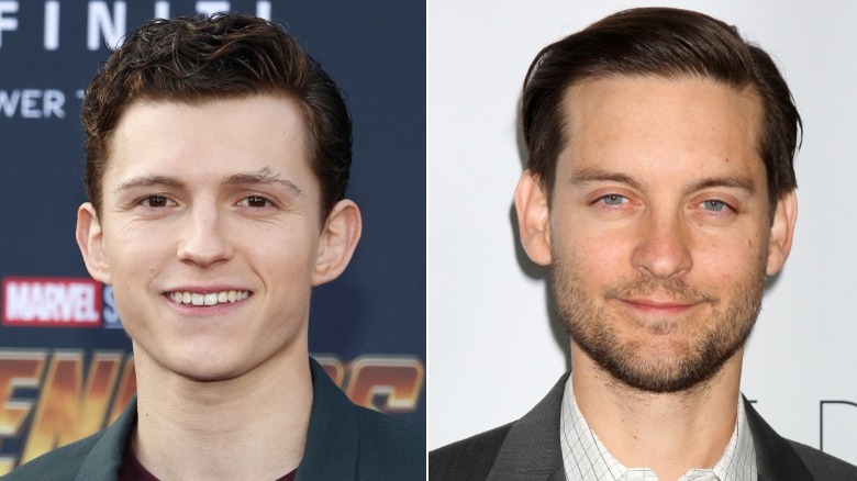 Tom Holland et Tobey Maguire souriant