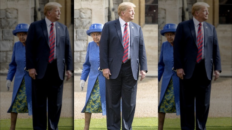 La reine Elizabeth derrière Donald Trump en juillet 2018.