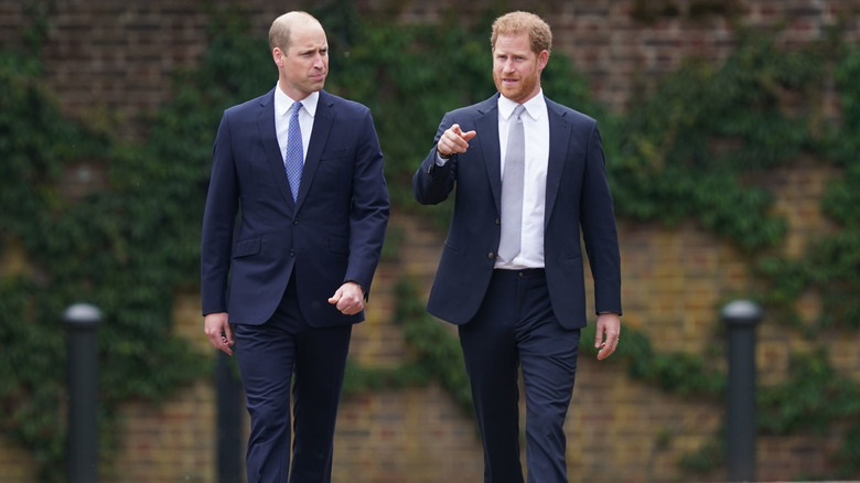 Le prince William et le prince Harry marchant