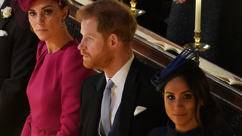 Kate Middleton avec le prince Harry et Meghan Markle