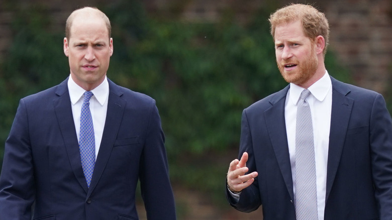 Le prince William et le prince Harry marchant ensemble