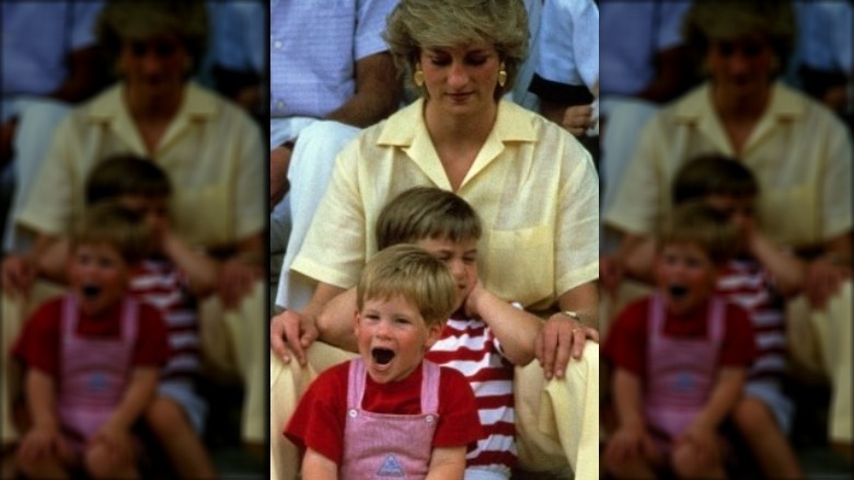 La princesse Diana et le jeune prince William et Harry