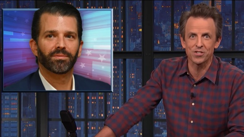 Donald Trump Jr. dans un graphique à côté de Seth Meyers