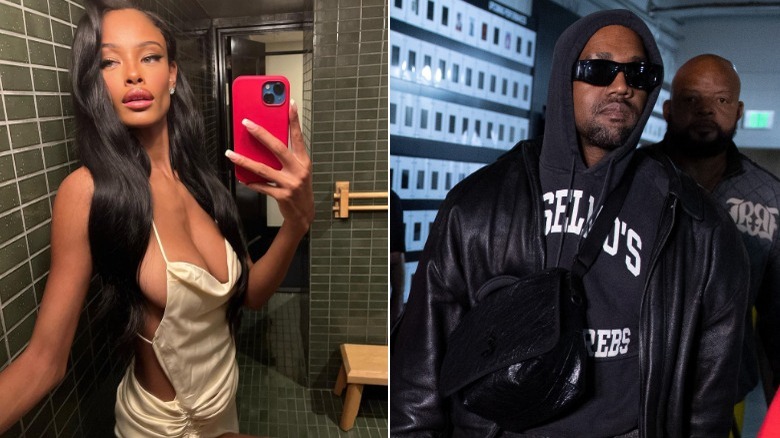 Vinetria prenant un selfie, Kanye West marchant